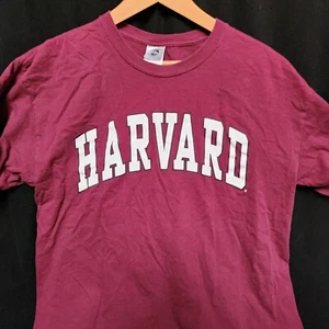 Harvard Logo Mens Red Distressed T-shirt Size Large Great Condition - Picture 1 of 2