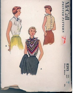 Blusa vintage década de 1950 McCalls 8393 patrón de costura falta talla 14 B32 CORTE - Imagen 1 de 2