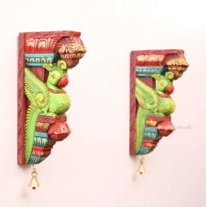 Wooden Wall Bracket Entry Way Decor Corbel Pair Vintage Home Garden Architecture - Picture 1 of 6