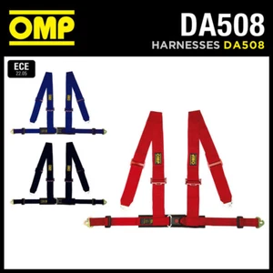 DA508 OMP 'RACING 4M" HARNESS 3" SHOULDER STRAPS SNAP-HOOK RED / BLACK / BLUE - Picture 1 of 20