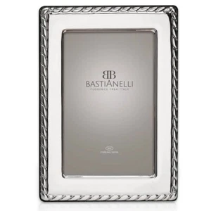 925 Sterling Silver Photo Frame Rope Edge 7 x 9 Mahogany Back - Picture 1 of 5