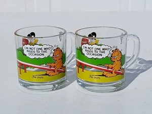 Tazas de vidrio de colección McDonald's 1980 personaje de Garfield Jim Davis - se eleva a la ocasión - Imagen 1 de 4