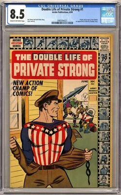 DOUBLE LIFE OF PRIVATE STRONG #1 CGC 8.5 CR-OW PAGES ARCHIE PUBLICATIONS 1959 - Image 1 of 2