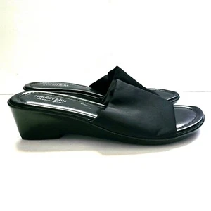 Comfort Plus Predictions Womens Sandals Size 9.5 W Black Wedge Slides - Picture 1 of 9