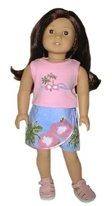 Juego de faldas tropicales azules y rosa para muñecas chicas americanas de 18 - Imagen 1 de 1