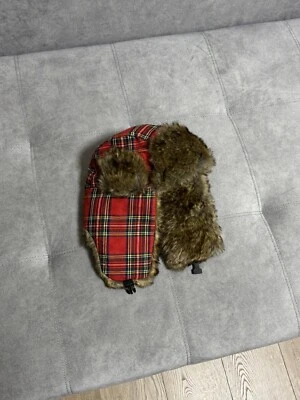 Vintage Hype Trapper Hat Fur Fuzzy Y2K Ushanka Checkered Glamour Japanese USA - Image 1 of 4
