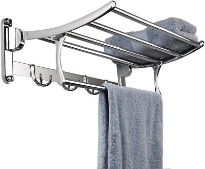 Candora Stainless Steel Wall Mounted Bathroom Towel Rack Chrome Towel Shelf Towe • 19.78€