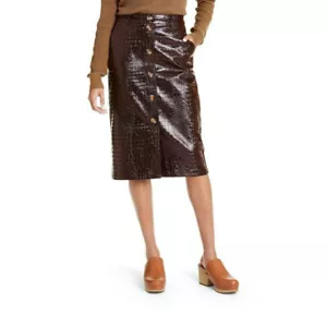 Rachel Comey Target Women's Size 4 Brown Faux Leather Textured Pencil Skirt - Picture 1 of 12