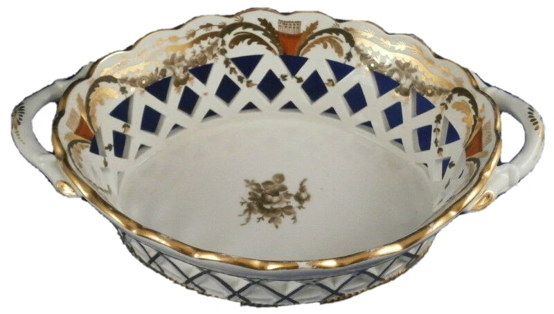 Antique Early 19thC Spode Porcelain Reticulated Basket Porzellan Korb English - Image 1 of 4