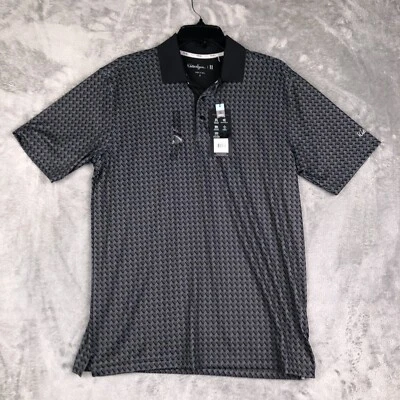 Camiseta Polo de Golf Walter Hagen Para Hombre PEQUEÑA Perfect 11 Estampado de Tiempo Dientes de Gallo Gris Foto 1 de 4