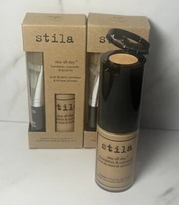 2X Stila Stay All Day Liquid Foundation Concealer & Brush Kit #8 Honey - Picture 1 of 7