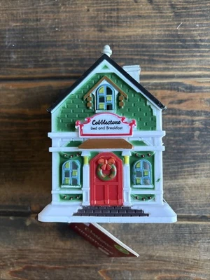 Cobblestone Corners Bed & Breakfast Miniatures Green House Snow Village - Image 1 of 4