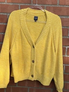 Gap Cotton Knit Butter Yellow Cardigan Size XL - Picture 1 of 6