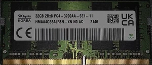 Memoria DDR4 3200 Mhz laptop 32 gb 1x32gb Hynix - Picture 1 of 3