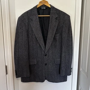 VTG John Alexander Men's Tweed Sport Coat Blazer Two Button Charcoal W Colors - Picture 1 of 13