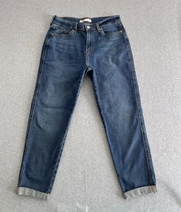 Levi's Signature Womens Heritage Boyfriend Jeans Size 26 Dark Wash Cuffed Crop 2 - Picture 1 of 12