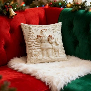 White Christmas Pillow Cover, Christmas Themed Cushion Cover G4T4 - Picture 1 of 19