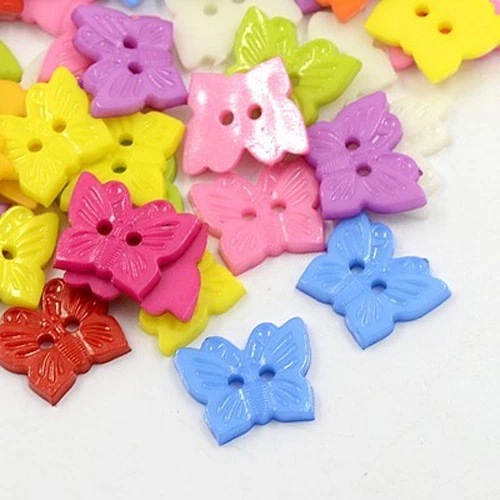50 Butterfly Buttons Colorful Jewelry Making Sewing Supplies Assorted Lot 15mm - Image 1 of 1
