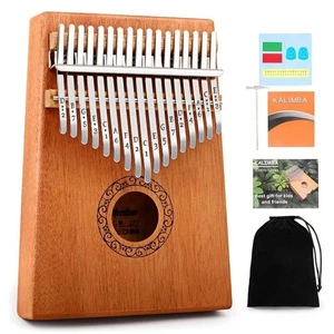 Kalimba Thumb Piano, Portable 17 Keys Mbira Finger Piano w/Tune Hammer and Bag - Picture 1 of 6