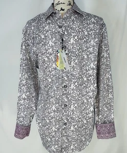 Robert Graham neu ELIS lila Farbverlauf Streifen klassische Passform Flip Manschetten Bohemian - Bild 1 von 11