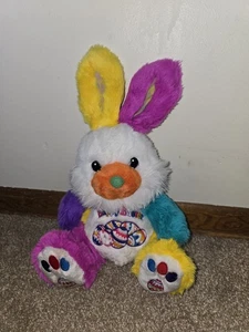 Vintage 90er Color Block Frohe Ostern Hase Hase Plüsch selten bestickt - Bild 1 von 9