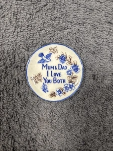 Vintage Mum and Dad I Love You Both "Plate" Ceramic Miniture size 2" - Picture 1 of 4
