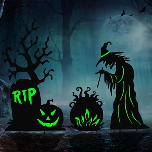 Halloween Yard Signs Outdoor Decorations,3 Pack Warerproof Scary Witch Tombst... - Bild 1 von 7