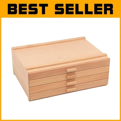 Deluxe Birch 4-Drawer Art Organizer - Elegant Storage for Brushes & Paints - Image 1 of 4