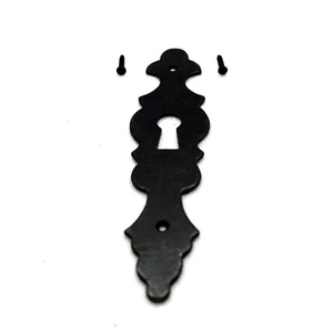 Keyhole Black steel galvanised Antique style 105mm L x  25mm W with fixings - Picture 1 of 6