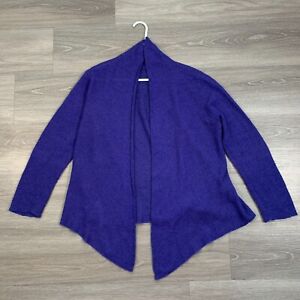 Eileen Fisher Cardigan Sweater Womens Large Wool Mohair Blend Purple Open Front