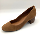 M&S Womens Ladies Tan Suede Mid Heel Party Court Shoes Size UK 5.5 Used