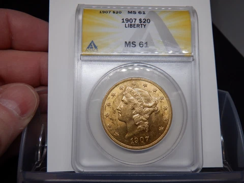 GORGEOUS 1907 $20 Gold Liberty Head Double Eagle ANACS Graded MS61 Cover