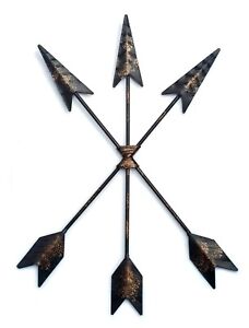 Iron Arrow Wall Decor - Hanging Native American Arrow with Sprinkles of Gold