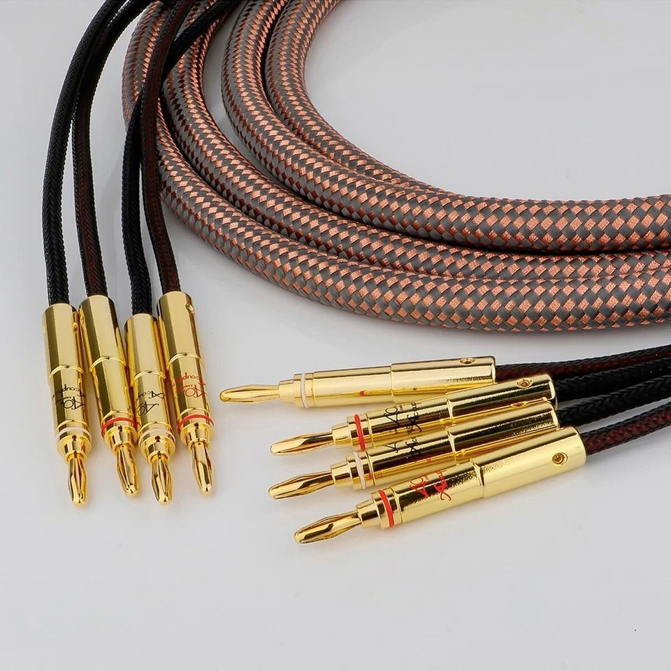ACCUPHASE 12AWG OCC HiFi Audio Speaker Cable Wire & 24K Gold Plated Banana Plug