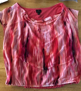 WORTHINGTON Petite Stretch Women's Pink Maroon Short Sleeve Shirt Size PL - Picture 1 of 4
