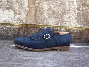 CHURCH’S MONKSTRAP SHOES BLUE SUEDE LEATHER UK7.5 MENS SHANGHAI EXCELLENT COND - Picture 1 of 11