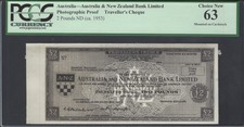 Australia - New Zealand 2 Pounds 12-3-1953 Cheque Photographic Proof UNC