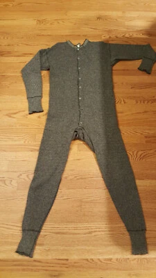 Wool Union Suit Long Underwear Onesey NOS VTG 100% Wool - Image 1 of 4