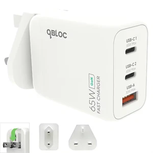 65w PD Fast Charger Adapter Plug UK - Type C GaN Charger PD, PPS, QC3.0 - Zdjęcie 1 z 8