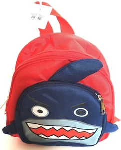 NEW Red Shark Back Pack Childrens Back To School Bag Rucksack Kids Girls Boy - Picture 1 of 3