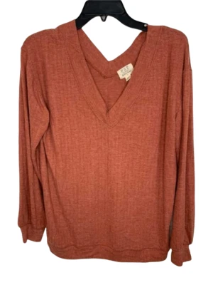 PST Heather Chilli V-neck Knit Sweater Ribbed Size Medium NEW - Image 1 of 4