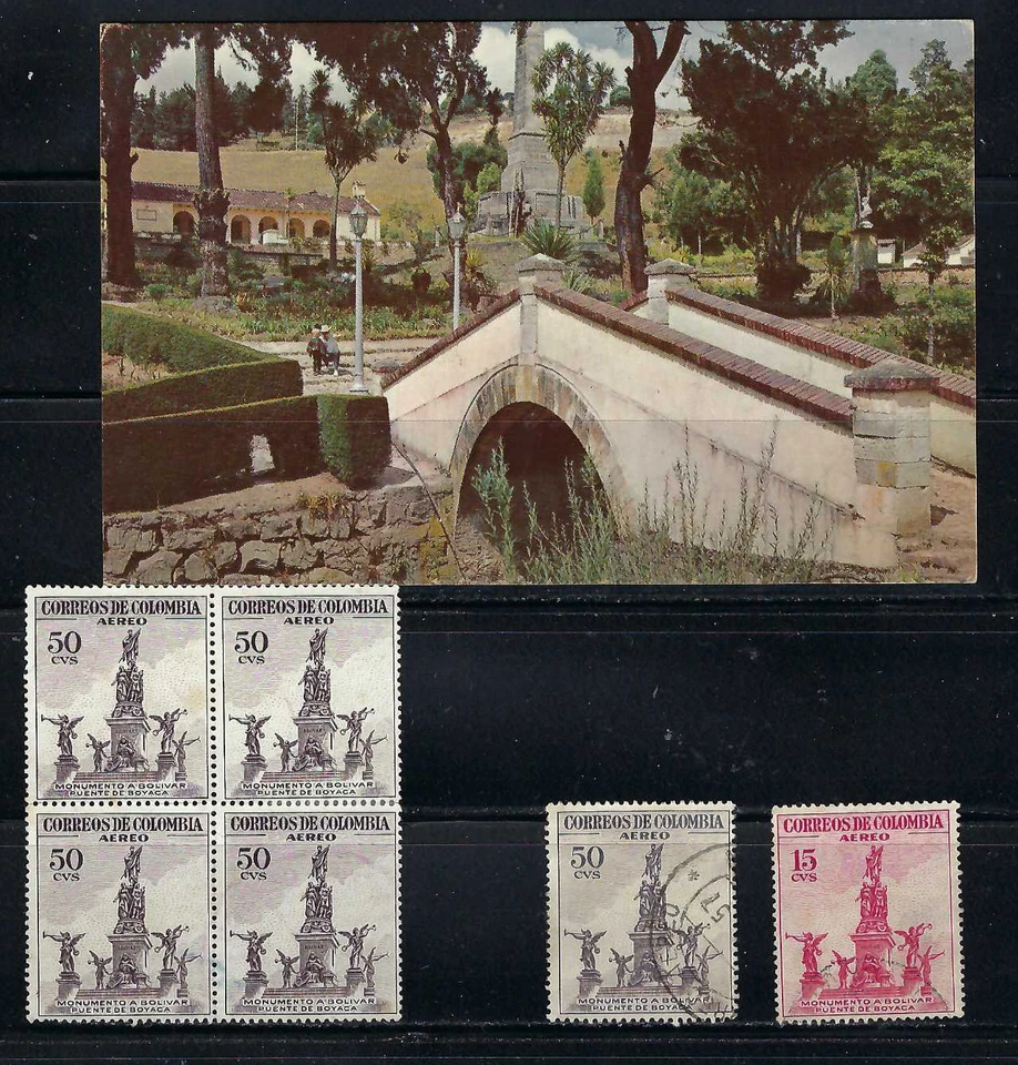 HISTORICAL BOYACA BRIDGE,-  POSTAL- STAMPS. COVER/89  TUNJA ARMS- COLOMBIA - Image 1 of 4