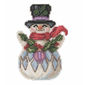 Kit de adorno muñeco de nieve con punto de cruz de acebo Mill Hill 2021 Jim Shore JS202115 - Imagen 1 de 1