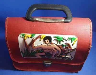 RARO BOLSO ESCOLAR TARZÁN VINTAGE, LONCHERA PEQUEÑA, ROJO, AÑOS 60-70, GRECIA GRIEGO USADO Foto 1 de 4