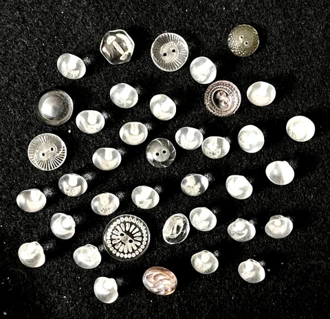 Lot of 38 Vintage Clear/Opaque Glass Buttons Cover