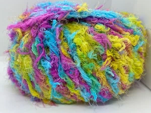 Berlini Bunny Soft Yarn #86 Jasmine 50g 98y Pink Blue + Puffy Long Short Eyelash - Picture 1 of 7