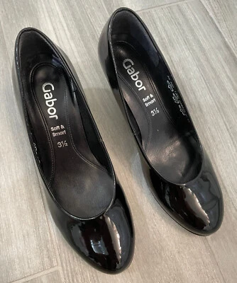 Zapatos de salón Gabor Nesta II Court de cuero brillante charol negro Hi-Tec EE. UU. 6 Portugal Foto 1 de 4