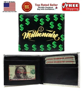 Billetera plegable doble de cuero I am a Millionaire $$$ - Imagen 1 de 6