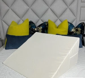 Bed Wedge Pillow/Leg Pillow 24" x 27" x 10” x + 1” Memory Topper & Velour Cover - Picture 1 of 11