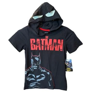 NWT BATMAN Black T-shirt Hoodie Boys Sz 8 NWT - Picture 1 of 9
